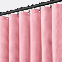 MIULEE Waffle Weave Fabric Shower Bath Curtain with 12 Metal Hooks 260GSM Hea…