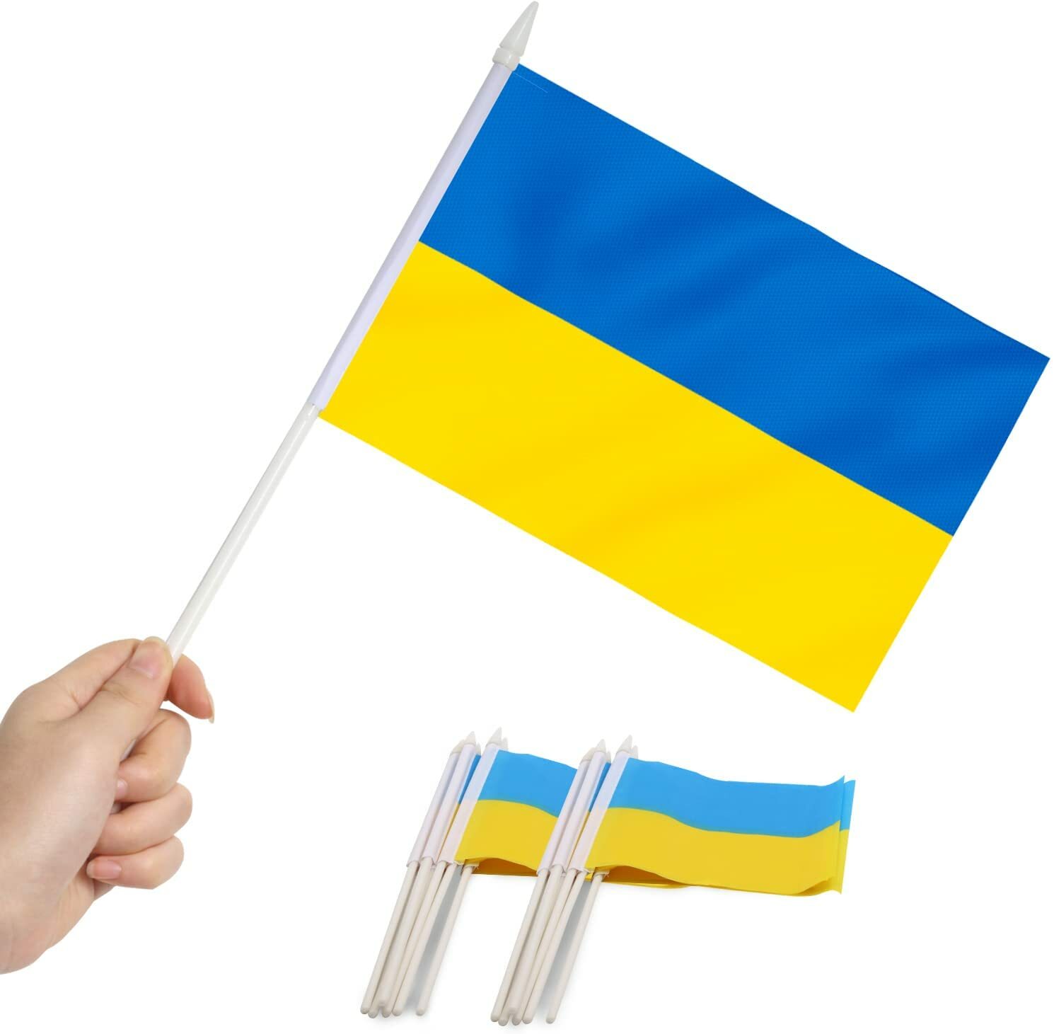 Anley Ukraine Mini Flag 12 Pack - Hand Held Small Miniature Ukrainian Flags 5x8 gallery
