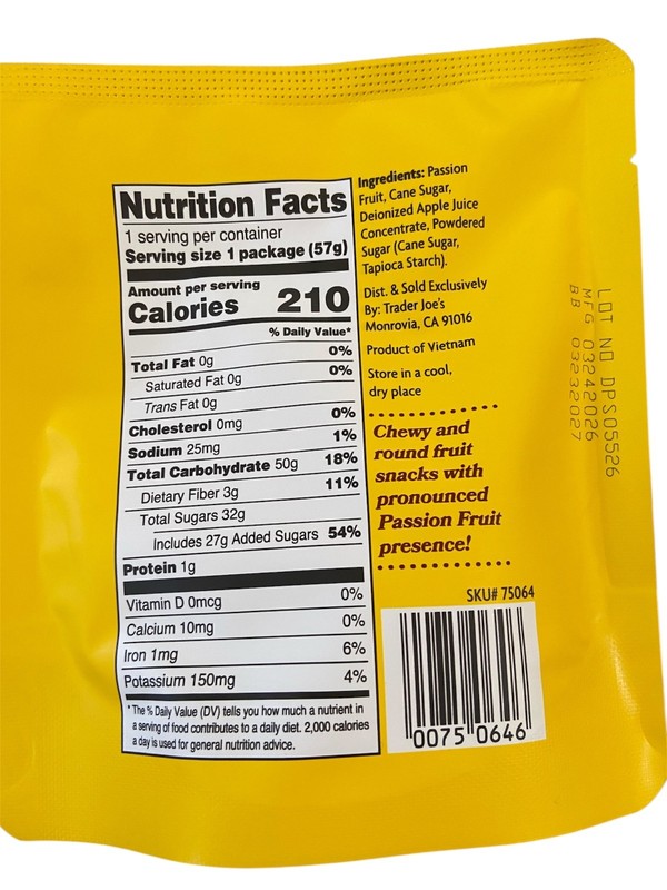 5 Pack Trader Joe's Dried Fruit Mango, Banana, Orange, Passion Fruit, Coconut gallery