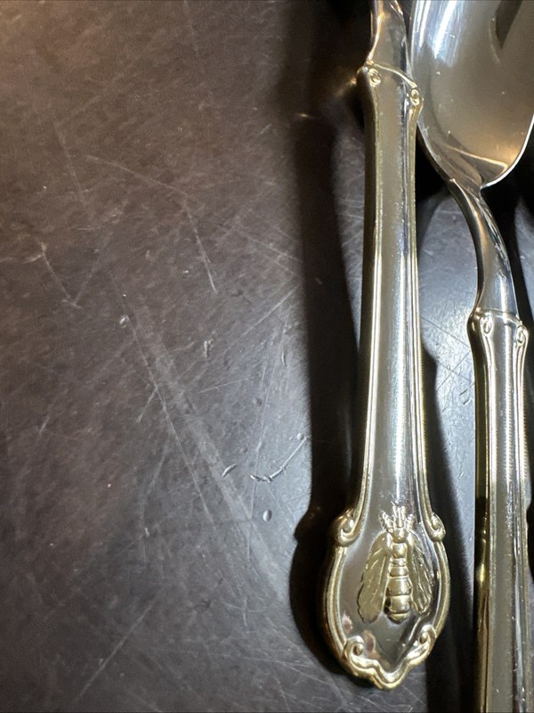 Wallace Napoleon Bee Stainless Flatware Silver Gold Accent Vietnam Tablespoon gallery