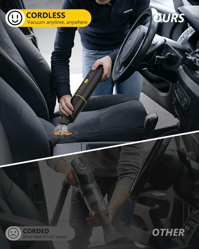Car Vacuum - 20000Pa Powerful Suction Mini Vacuum Cleaner Blowing & Inflating 4- gallery