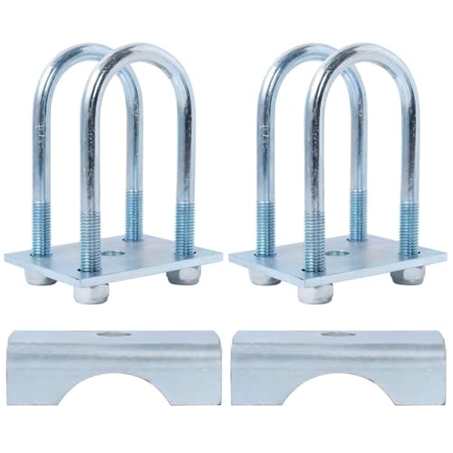 2 Pack U Bolt Mounting & Plate Kit for 6,000 lb / 7,000 lb Trailer Axle (for gallery