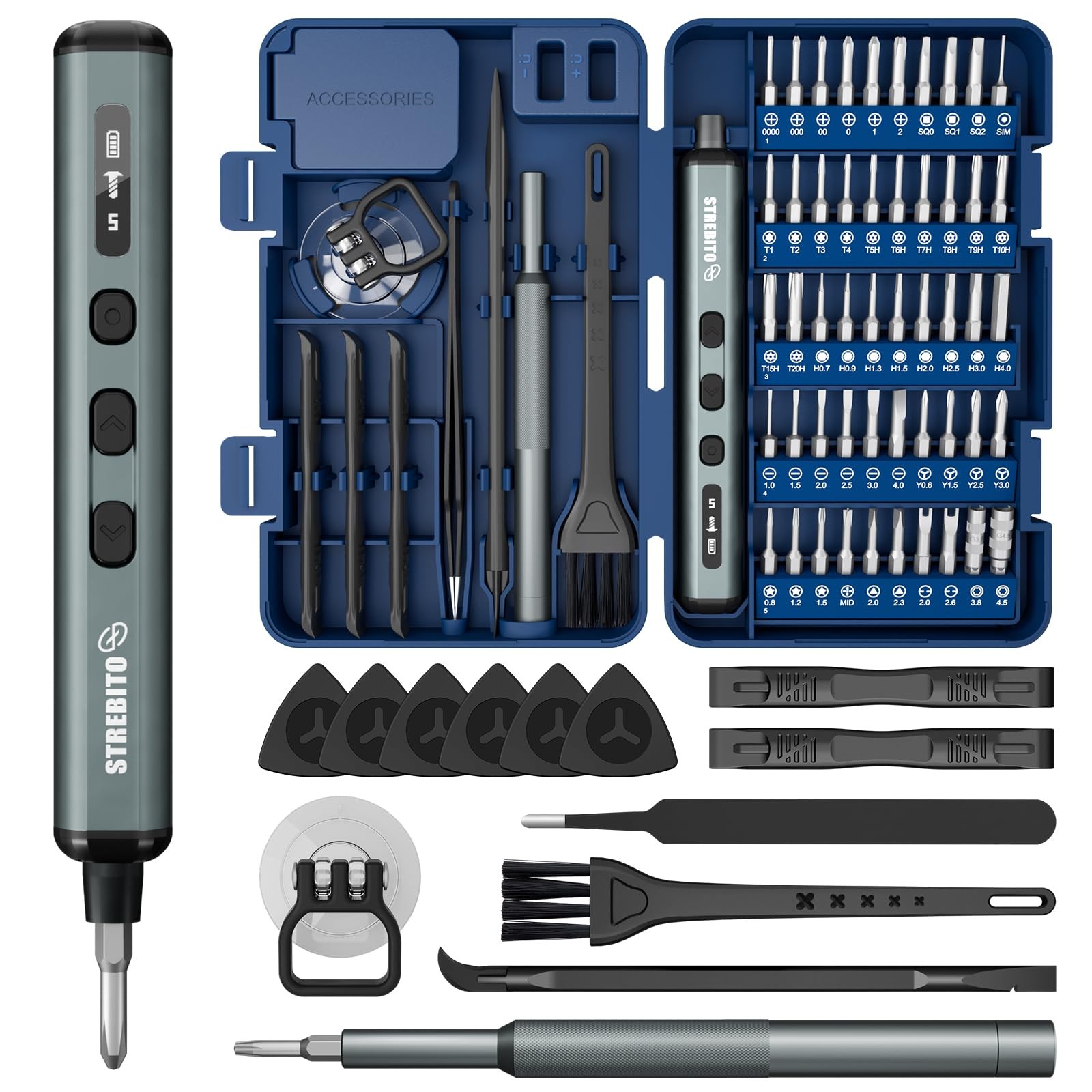 STREBITO Mini Electric Screwdriver Set, 67 in 1 Precision Blue gallery