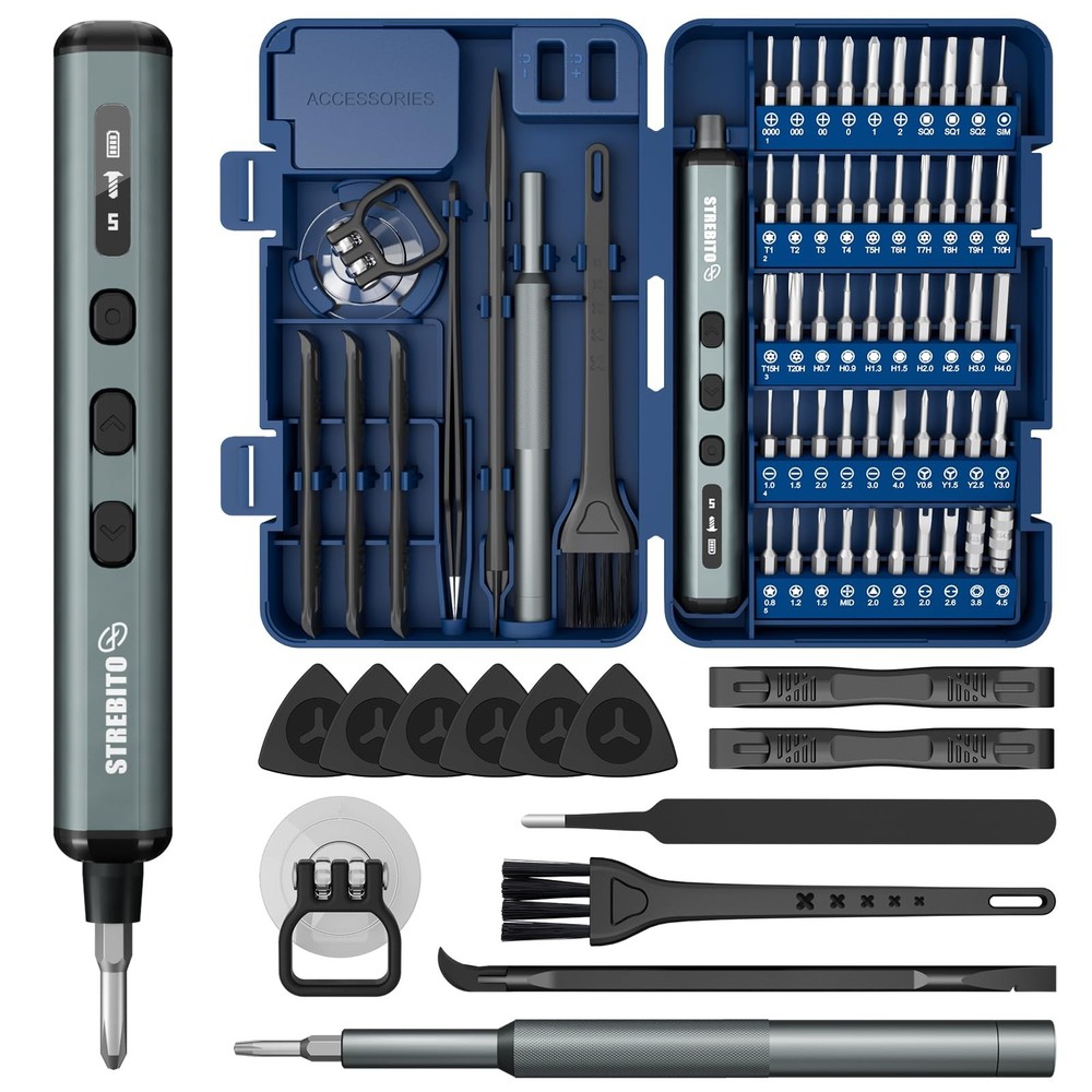 STREBITO Mini Electric Screwdriver Set, 67 in 1 Precision Blue