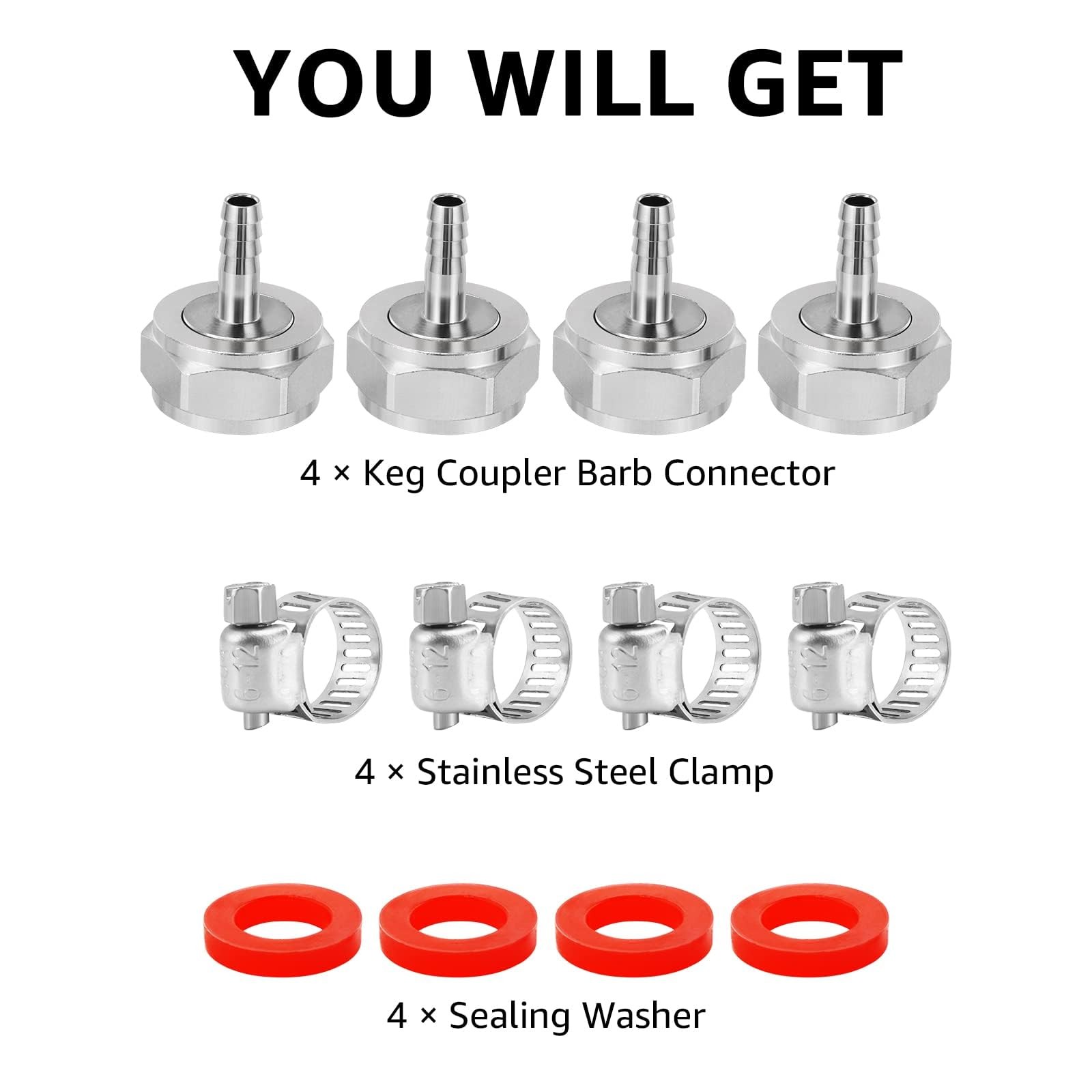 Keg Coupler Barb Connector 1/4'' Barb G5/8 Thread Hex Nut 3/16 Beer Line Connect gallery