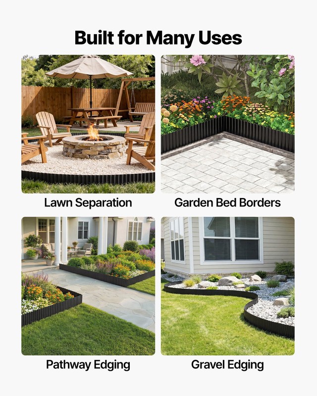 VEVOR Galvanized Steel Landscape Edging 40 ft x 12 in Metal Garden Edging gallery