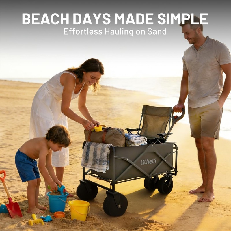Electric Folding Utility Wagon Cart – All-Terrain Portable Powered Wagon with... gallery