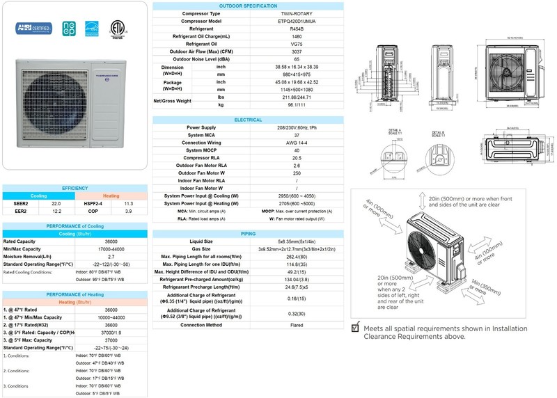 45000 BTU Ductless Mini Split Air Conditioner Heat Pump 9k x 5 CEILING CASSETTE gallery