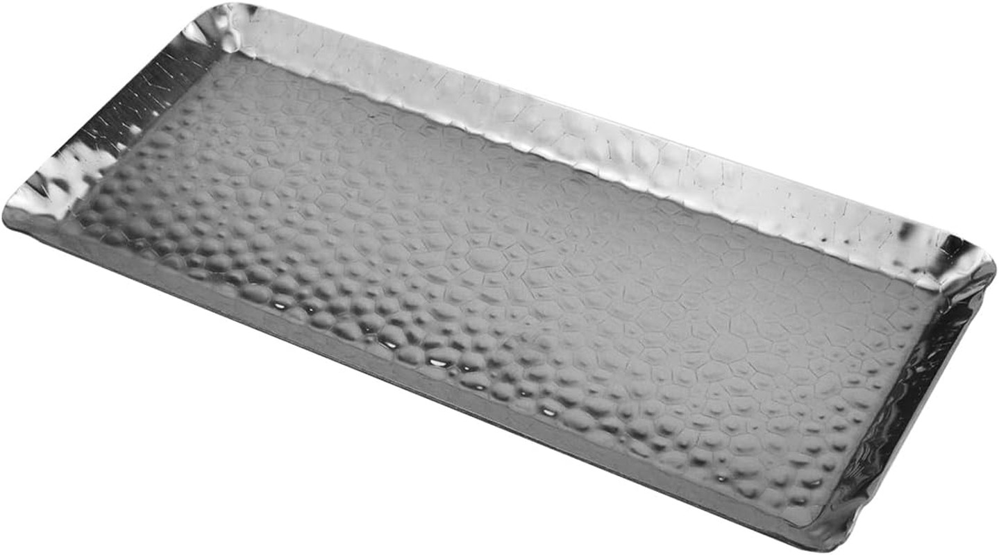 Hammered Rectangular Tray,Stainless Steel Decorative Tray,Silver Serving Trays,S gallery
