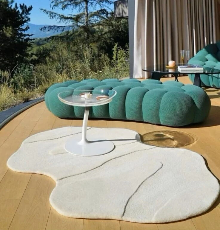Irregular Shape High & Low Pile, Hand-Tufted 100% Wool Soft Area Rug Carpet