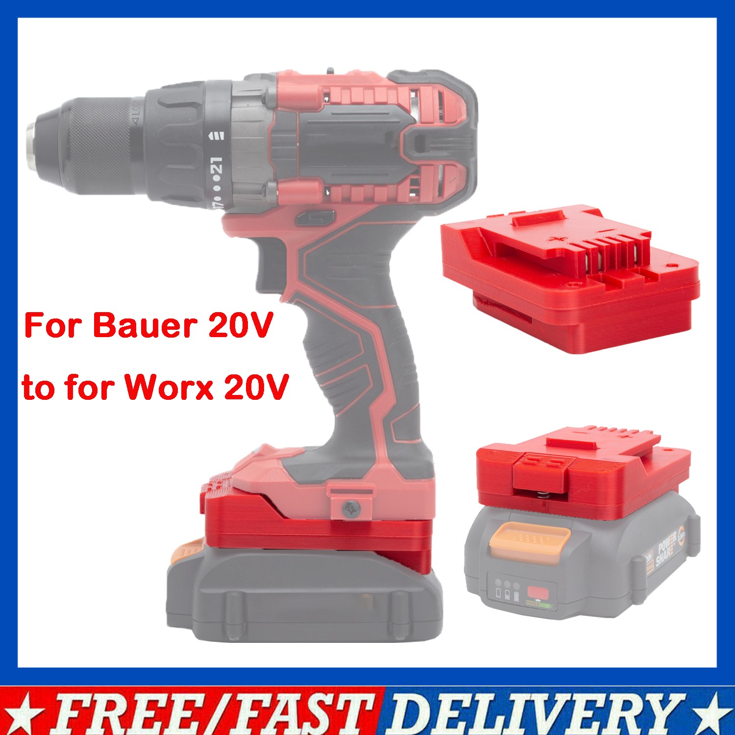 Adapter For Worx 20V 6PIN Battery Adapter Converter to For Bauer 20V Series Tool gallery