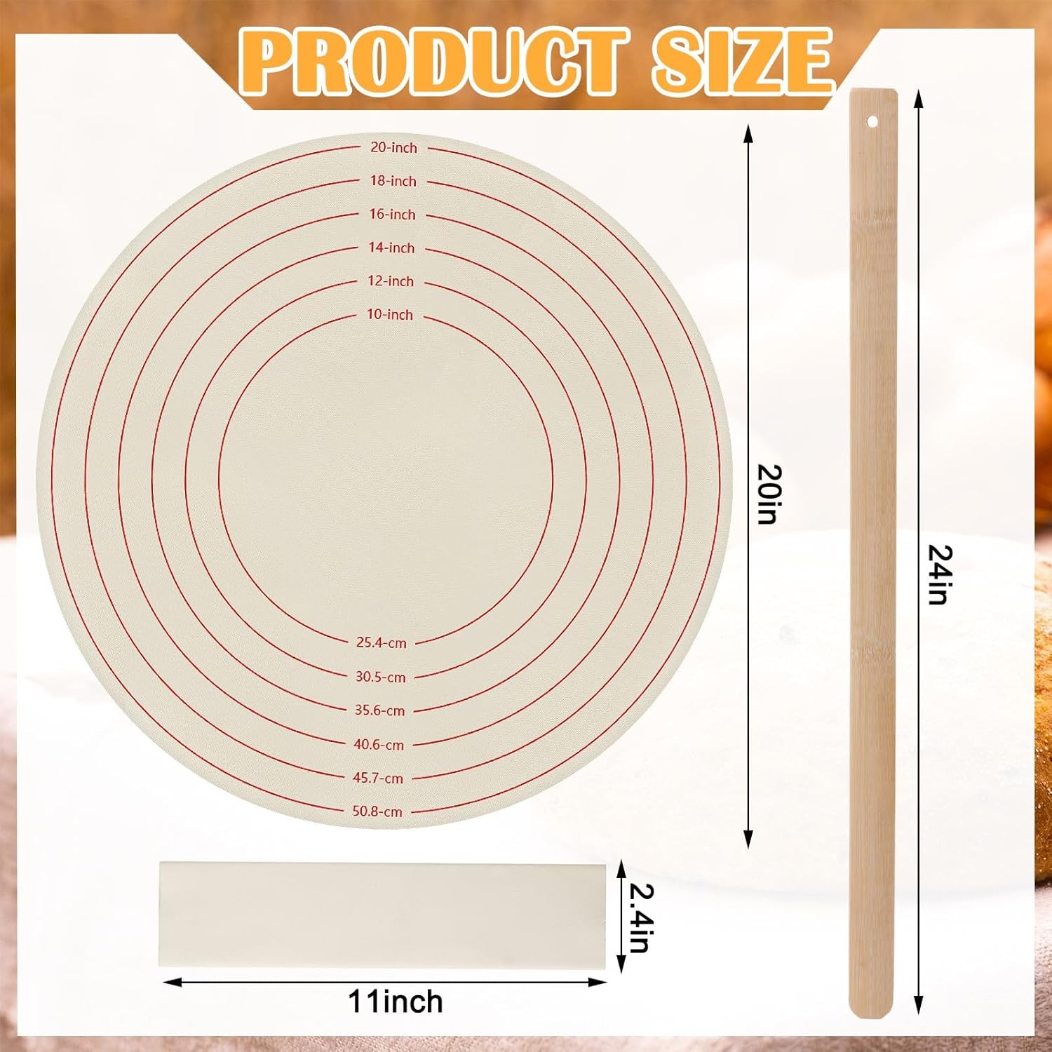 5 Pcs Traditional Norwegian Lefse Making Kit,20 Inch Pastry as pictures shown gallery