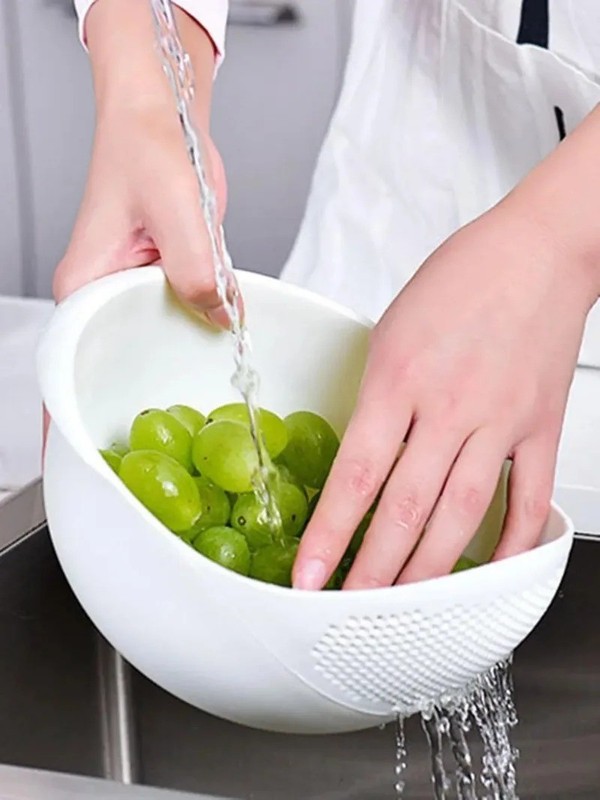 Multi Use Rice Washing Vegetable Fruit Strainer White Bowl Rice Washer gallery
