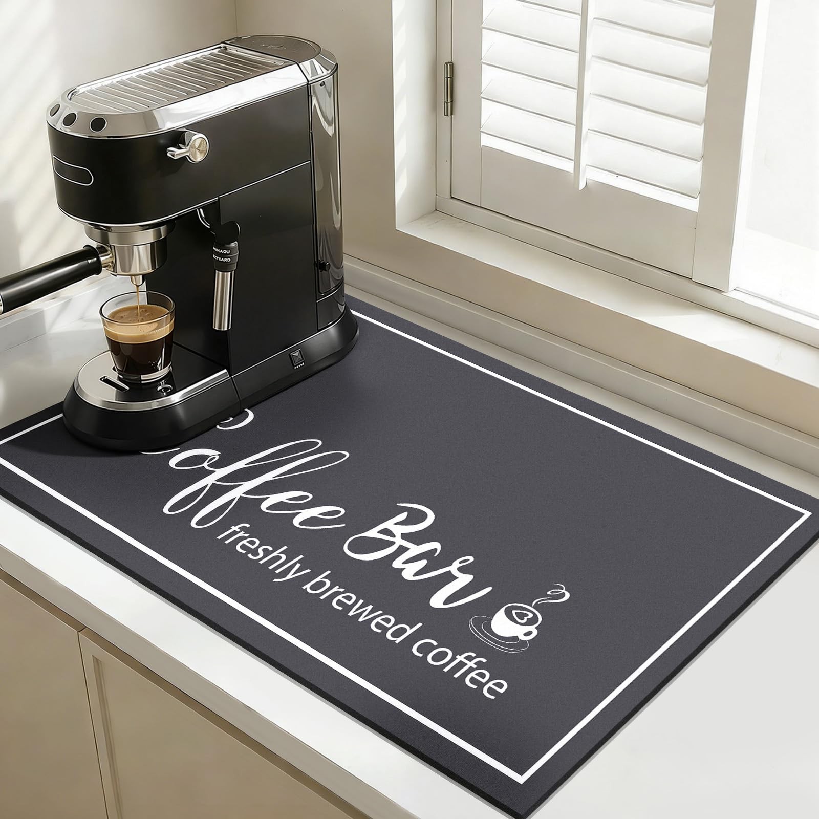 12x20 Inch Dish Drying Mat Super Absorbent Cuttable Coffee Bar DarkGrey Pad gallery