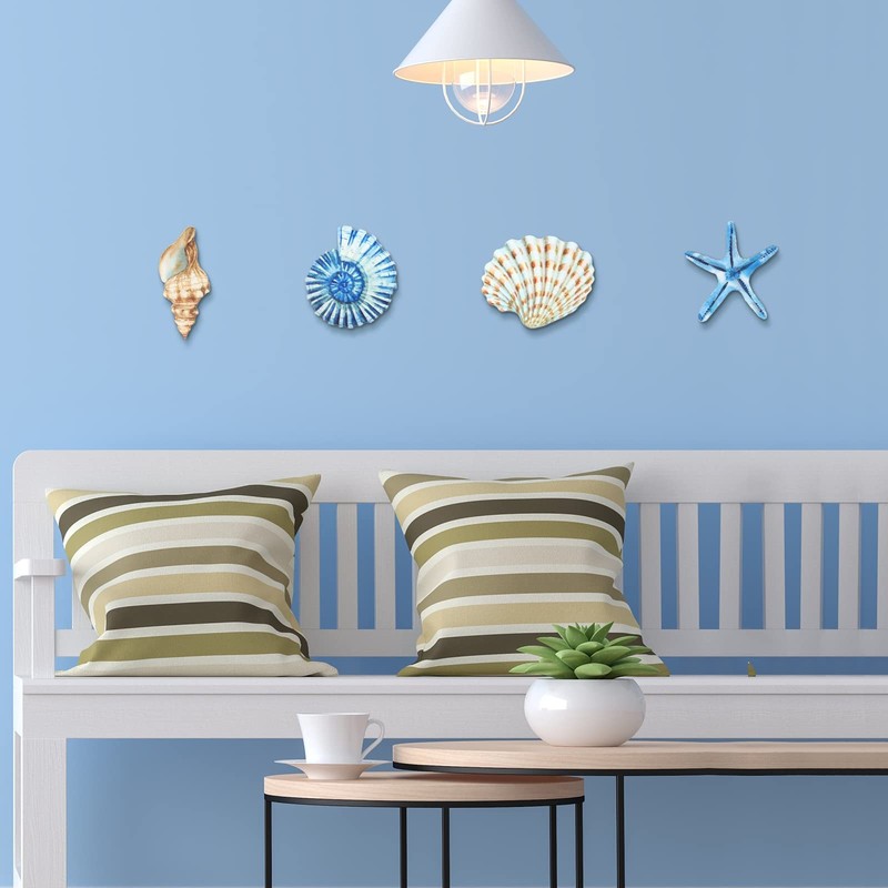 Yookeer 4 Pcs Beach Wall Decor Seashell Starfish Small, as pictures shown gallery