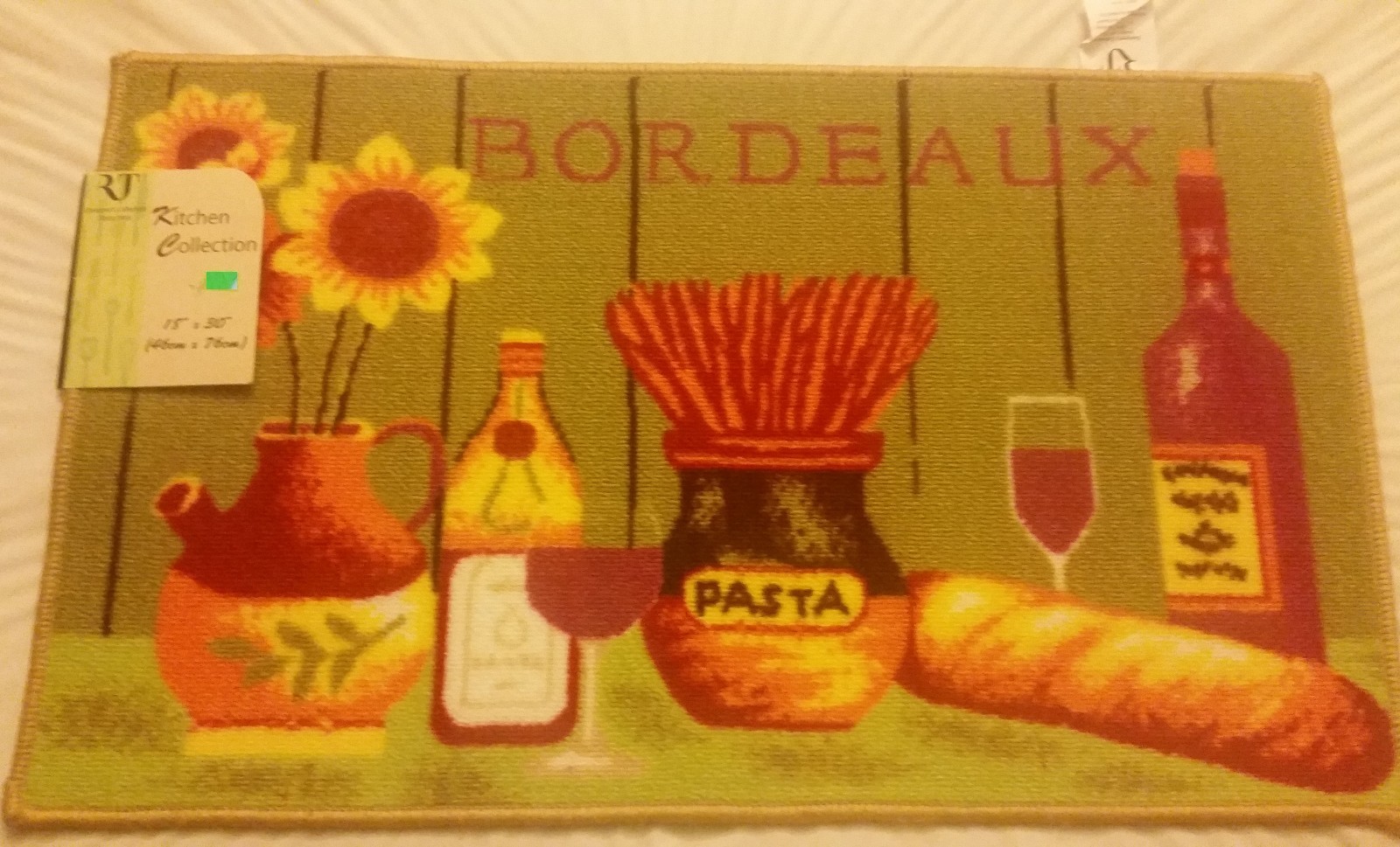 PRINTED NYLON KITCHEN RUG (non skid latex back) (18" x 30") FOOD ON THE TABLE,RT gallery