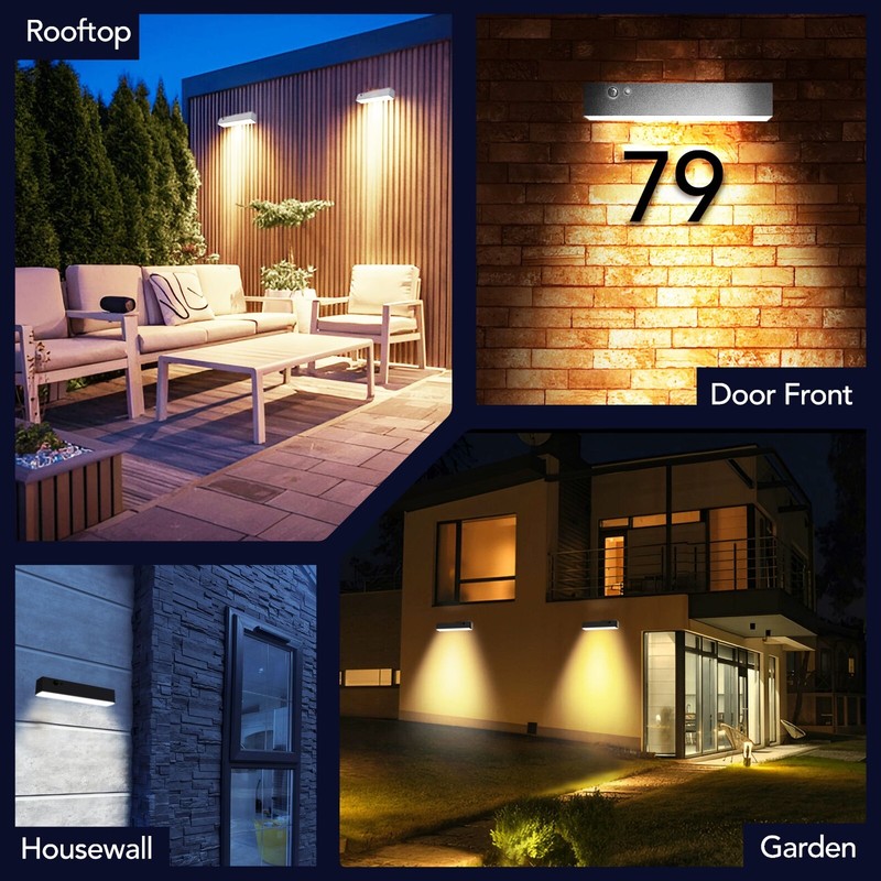 Solar Wall Light 1000LM Motion Sensor Outdoor Waterproof Porch Lamp Light 4000K gallery