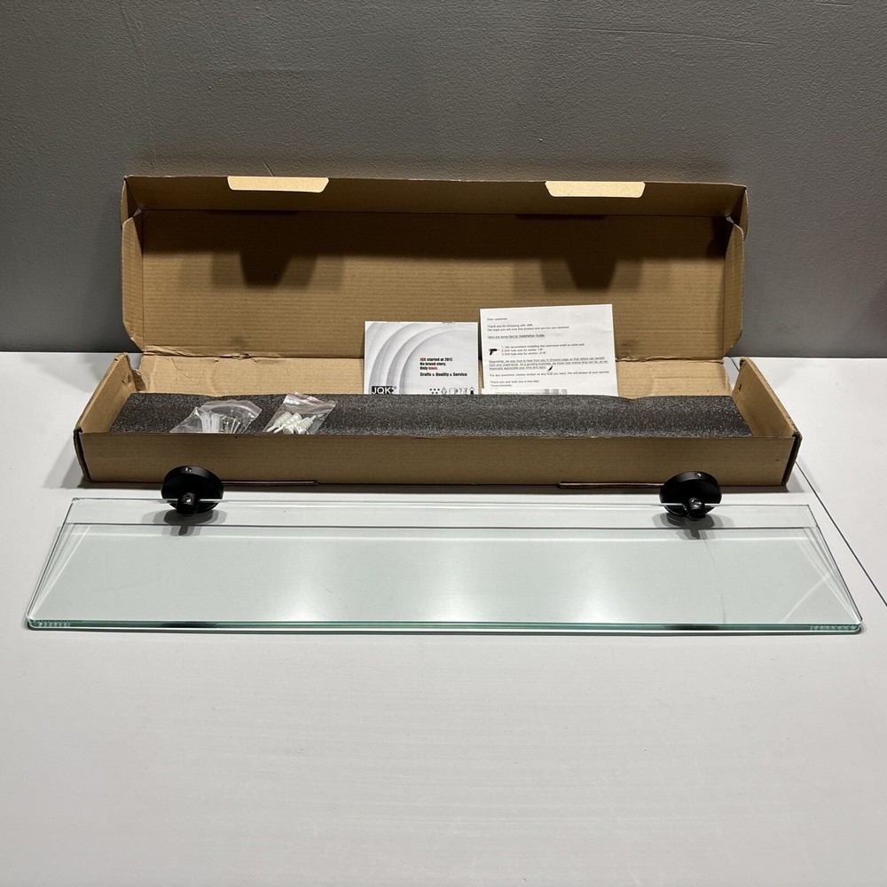 Bathroom Tempered Glass Shower Storage 24 by 5 inches **minor glass Chip**