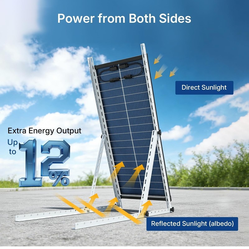2Pack(200W) Bifacial Solar Panel 100Watt 18V N-Type Mono Home PV Power Off-Grid gallery
