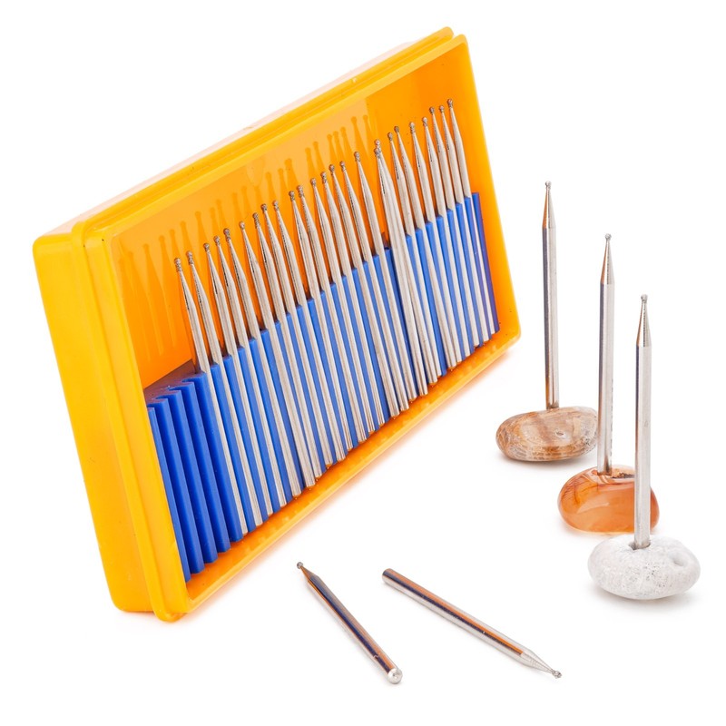 1-3mm Diamond Drill Bits Grinding Carving Ball Set for Dremel Tool 3/32" Shank gallery