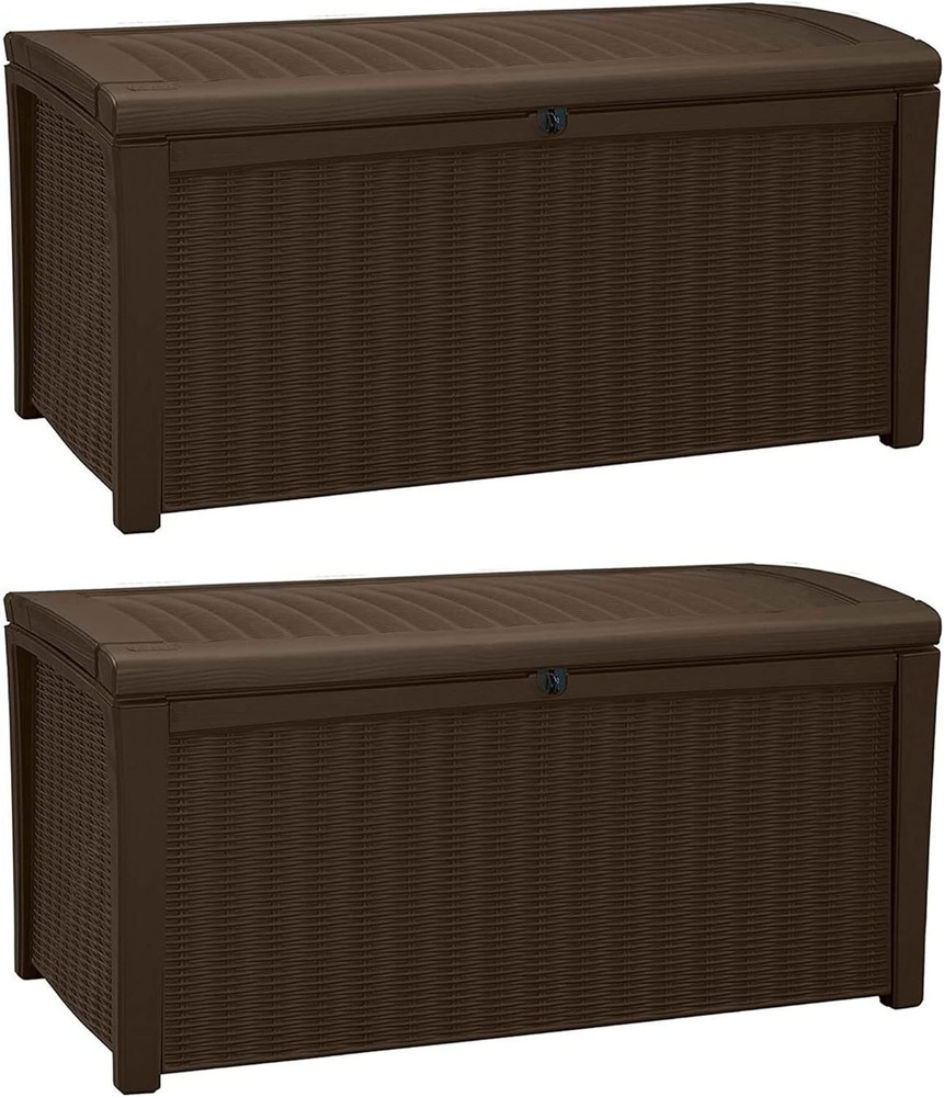 2-Pack Borneo 110 Gallon Deck Box Organizer, Doubles as 2-Person Bench Seat, Bro