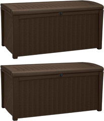 2-Pack Borneo 110 Gallon Deck Box Organizer, Doubles as 2-Person Bench Seat, Bro