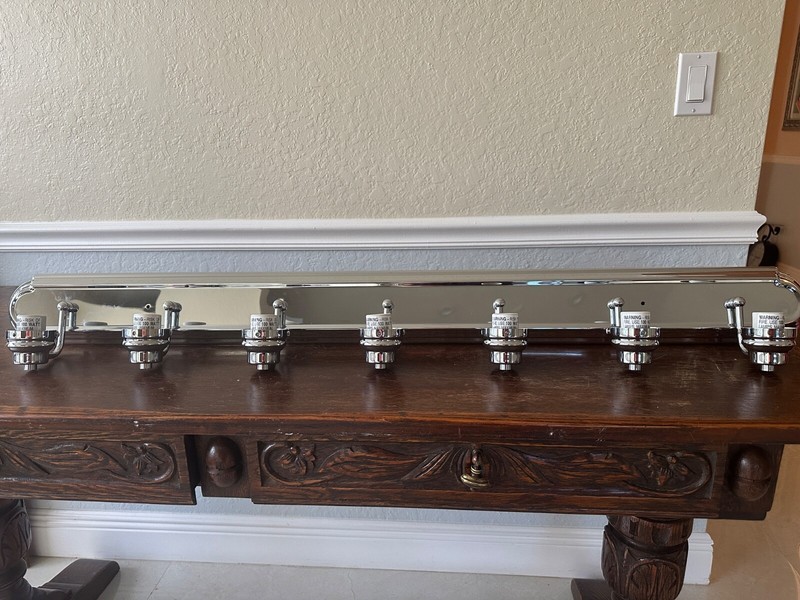 Progress 48 in. 7-Light Brushed Chrome Bathroom Vanity Light with Glass Shades gallery