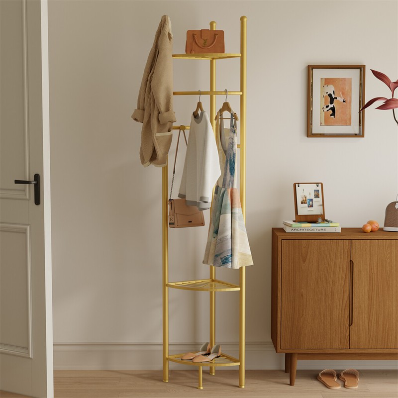 Extra Tall Hat Coat Rack Heavy Duty Corner Clothes Tree Rack Hanger with Shelves gallery