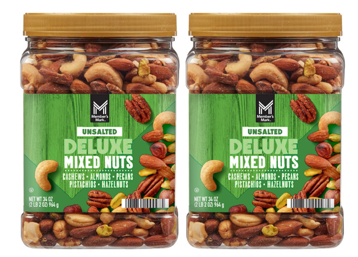 2 pack Member's Mark Unsalted Deluxe Mixed Nuts, 34 oz. FREE shipping gallery