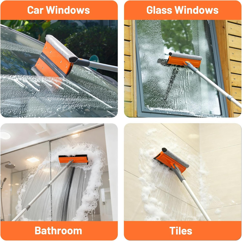 46'' Professional Window Cleaner Tool, 2-In-1 Rotatable Squeegee gallery