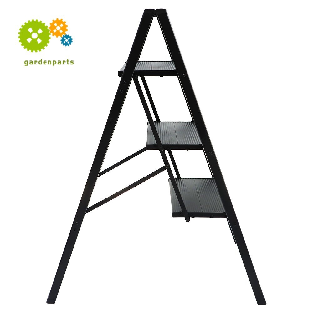 3 Step Ladder Folding Step Stool With Wide Anti-Slip Pedal Carbon Steel Black gallery