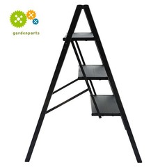 3 Step Ladder Folding Step Stool With Wide Anti-Slip Pedal Carbon Steel Black
