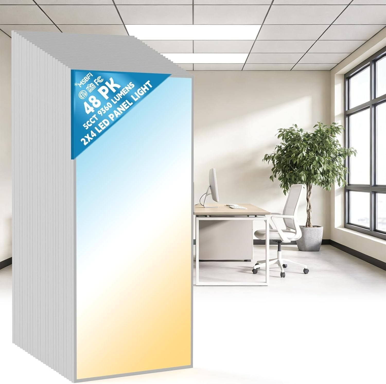 48 PACK 2x4 LED Flat Panel Light Drop Ceiling Office Fixture 5CCT 3000K-6500K gallery