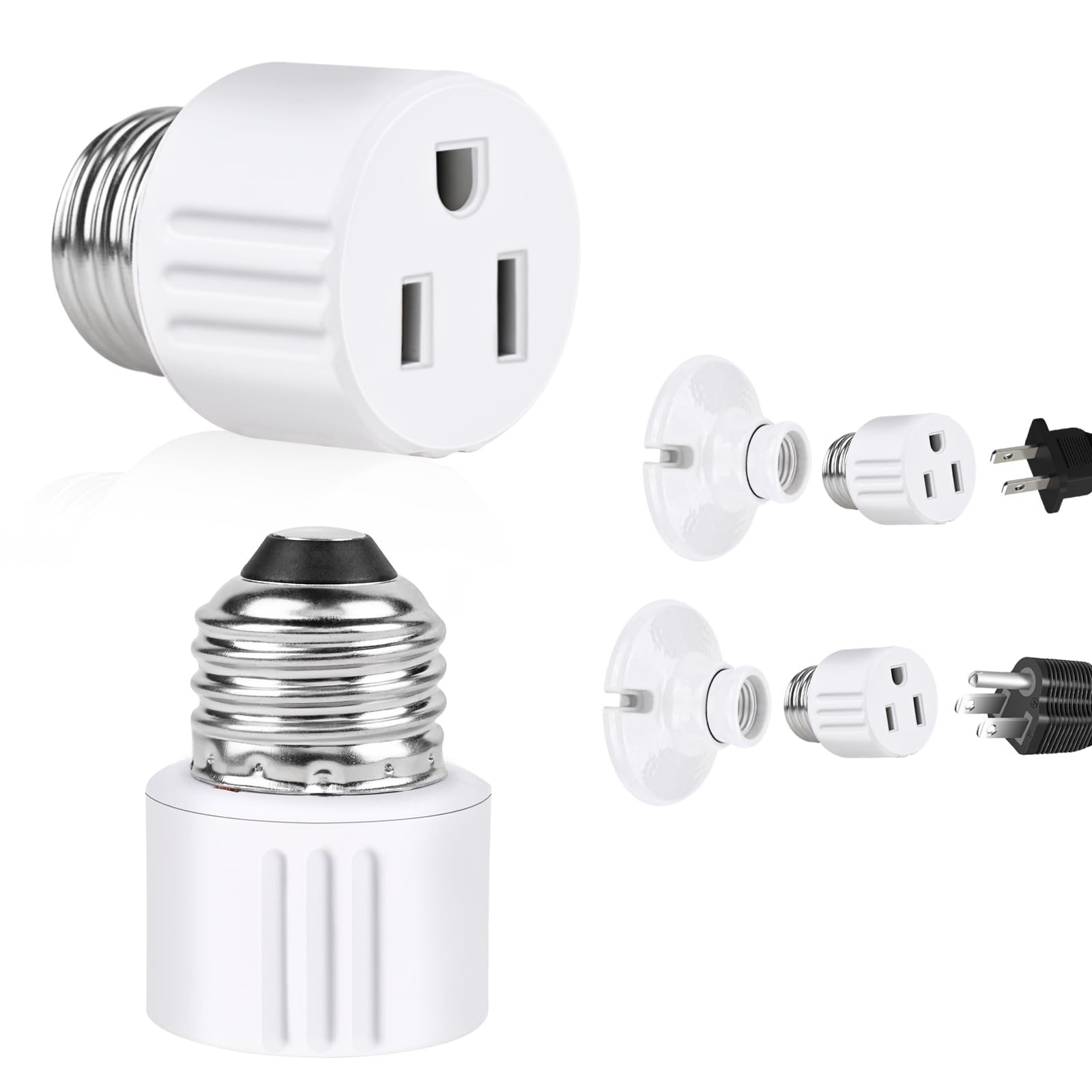 Outlet Light Socket Adapter,Screw in Outlet Socket,E26 Light Bulb to Outlet S... gallery