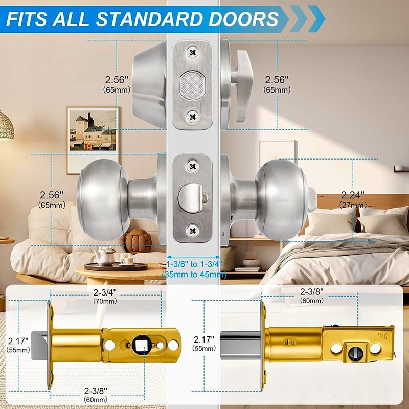 4 PACK KEYED ALIKE DOOR KNOBS LOCK DEADBOLT HEAVY DUTY EXTERIOR ROUND HANDLE SET gallery