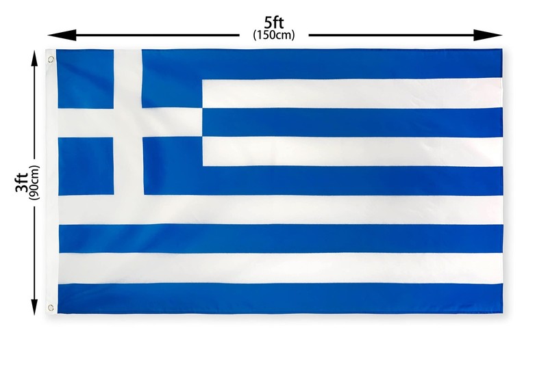 DANF Greece Flag 3x5 Ft Thick Polyester, Fade Resistant, Brass Grommets, Canv... gallery