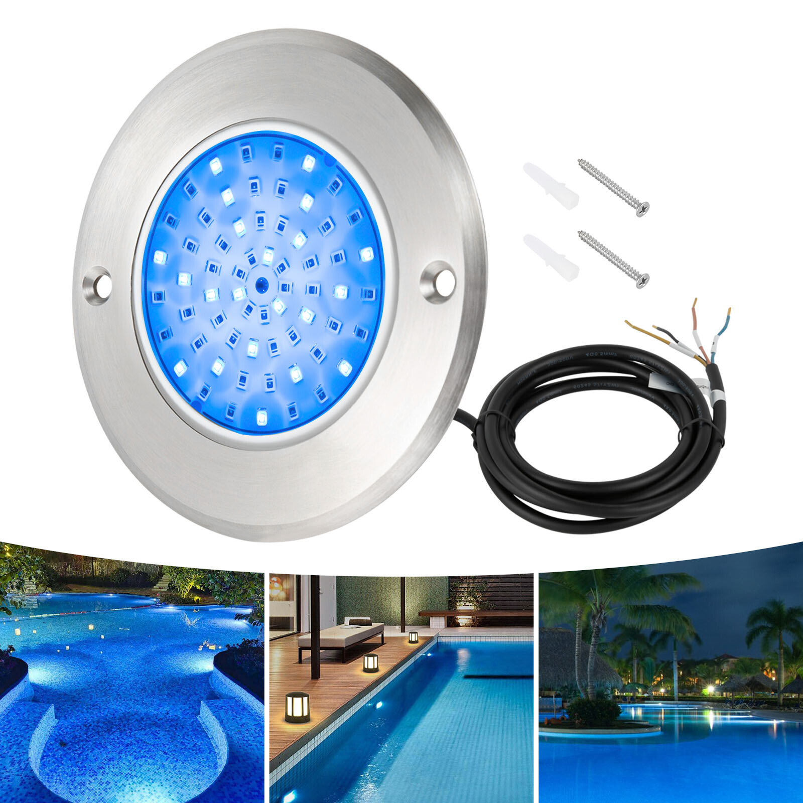 RGB LED Swimming Pool Light Spa Light Stainless Resin filled Underwater Lamp+RC gallery