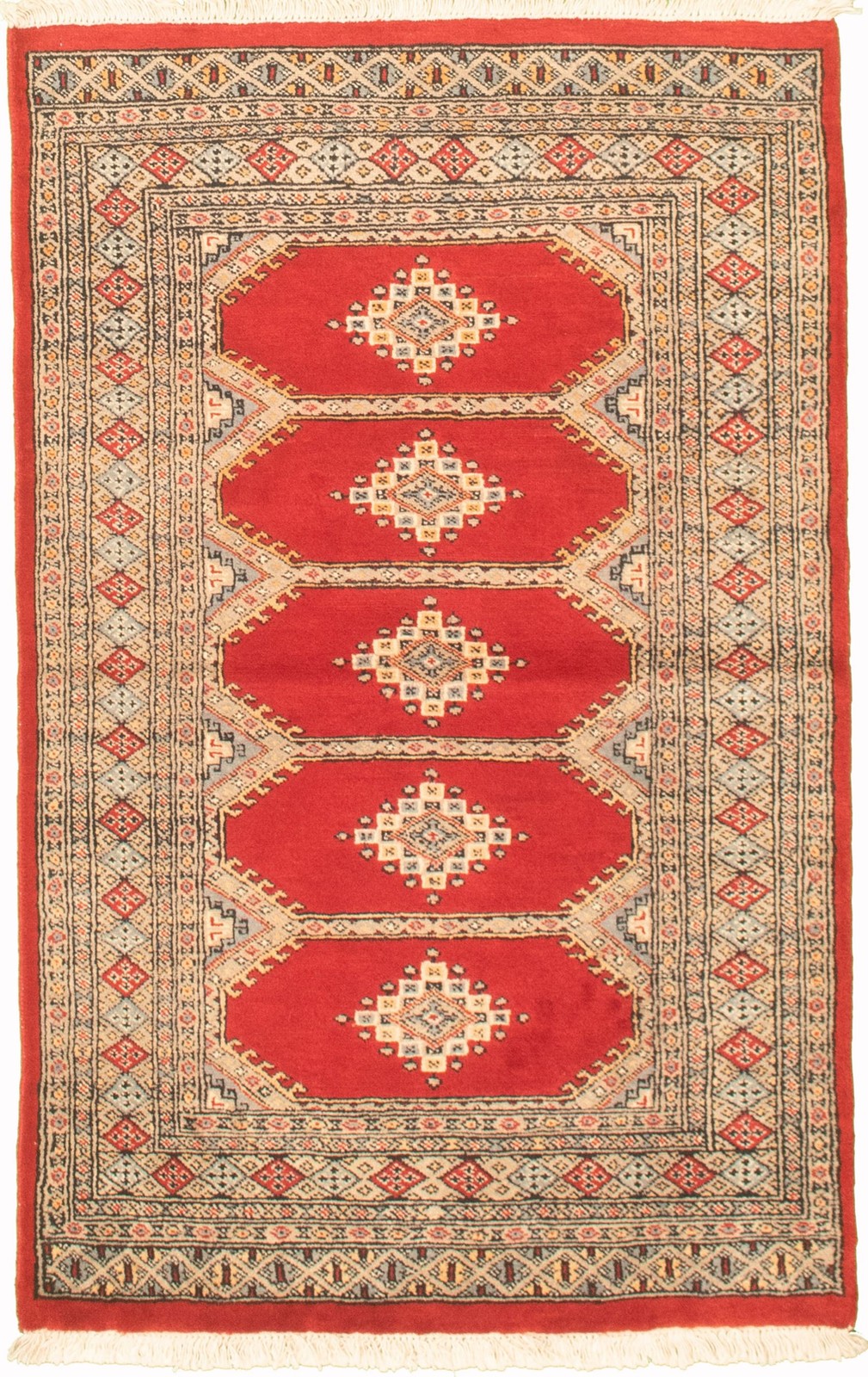 Traditional Hand-Knotted Geometric Carpet 3'2" x 5'1" Oriental Wool Area Rug gallery