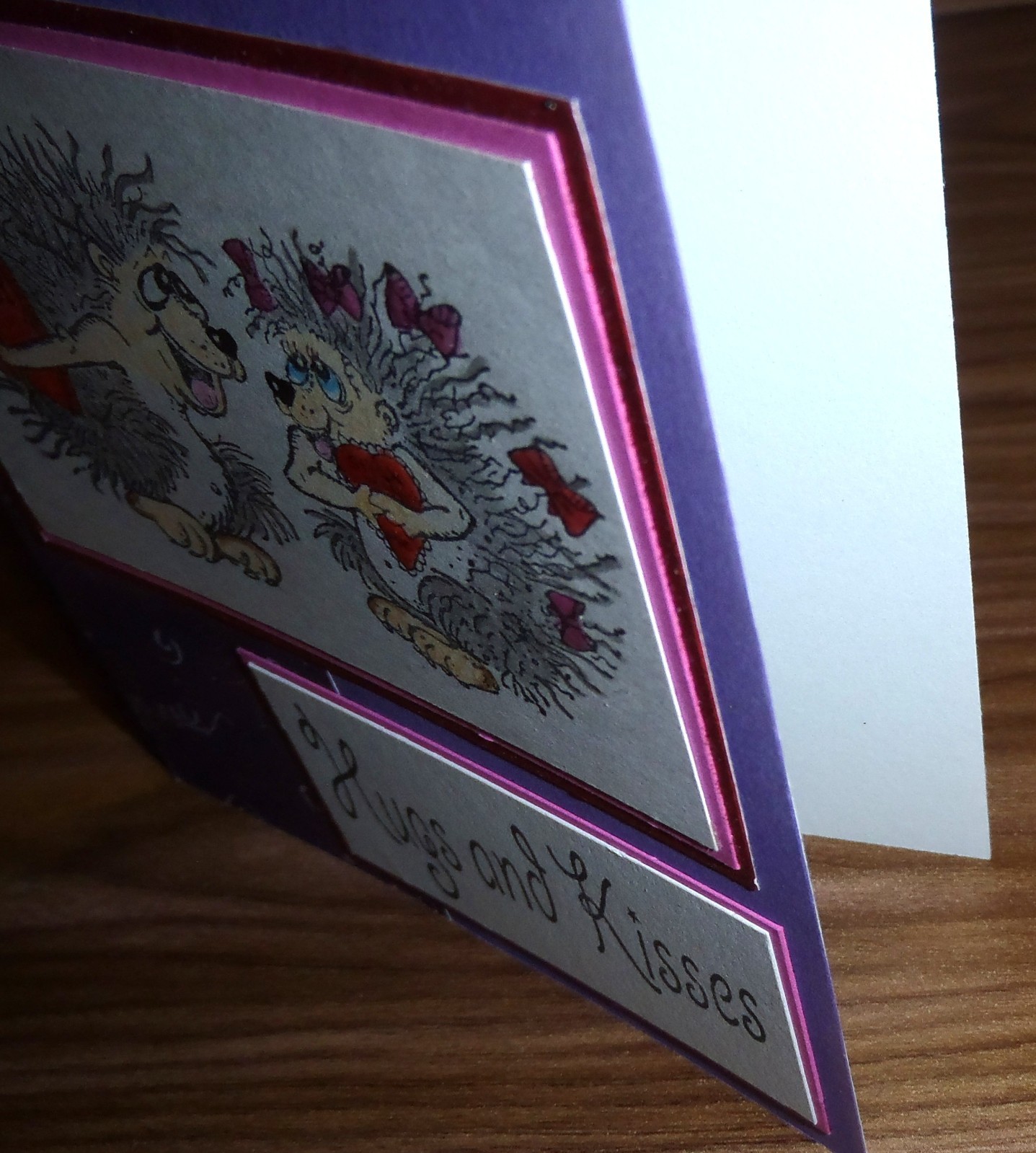 Handmade Any/All Occasion Greeting Card Hedgehog Hugs kisses Anniversary heart gallery