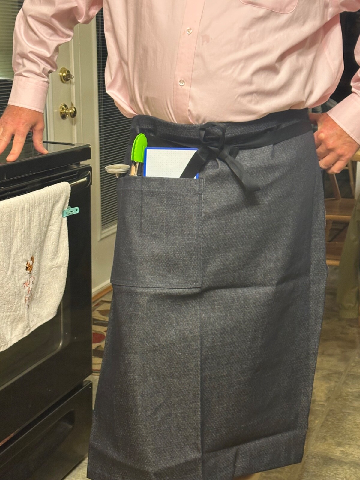 32" Long Bistro Apron Selvage Denim Pocket Kitchen Cook Grill Chef Waiter Server gallery