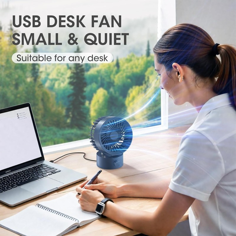 USB Desk Fan Small Quiet, Stepless Speed Flexible Adjust Mini Fans for Blue gallery
