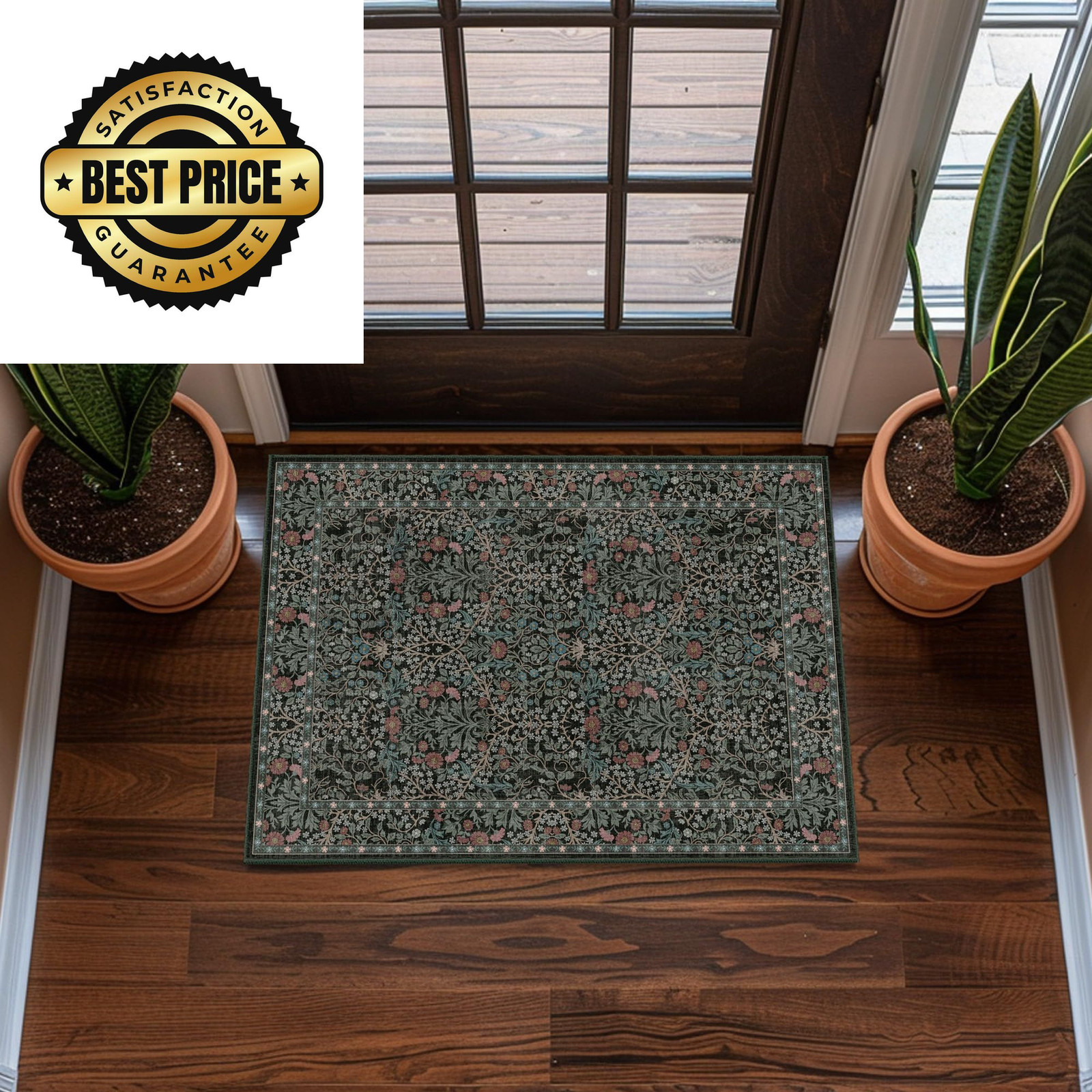 shinefly 2x3 Area Rug Washable Entry Rug, 2' x 3' (Rectangular), Dark Green gallery