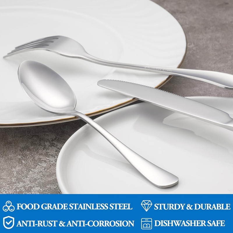 16 Pcs Forks and Spoons Silverware Set, Grade Stainless Steel Flatware Cutlery S gallery