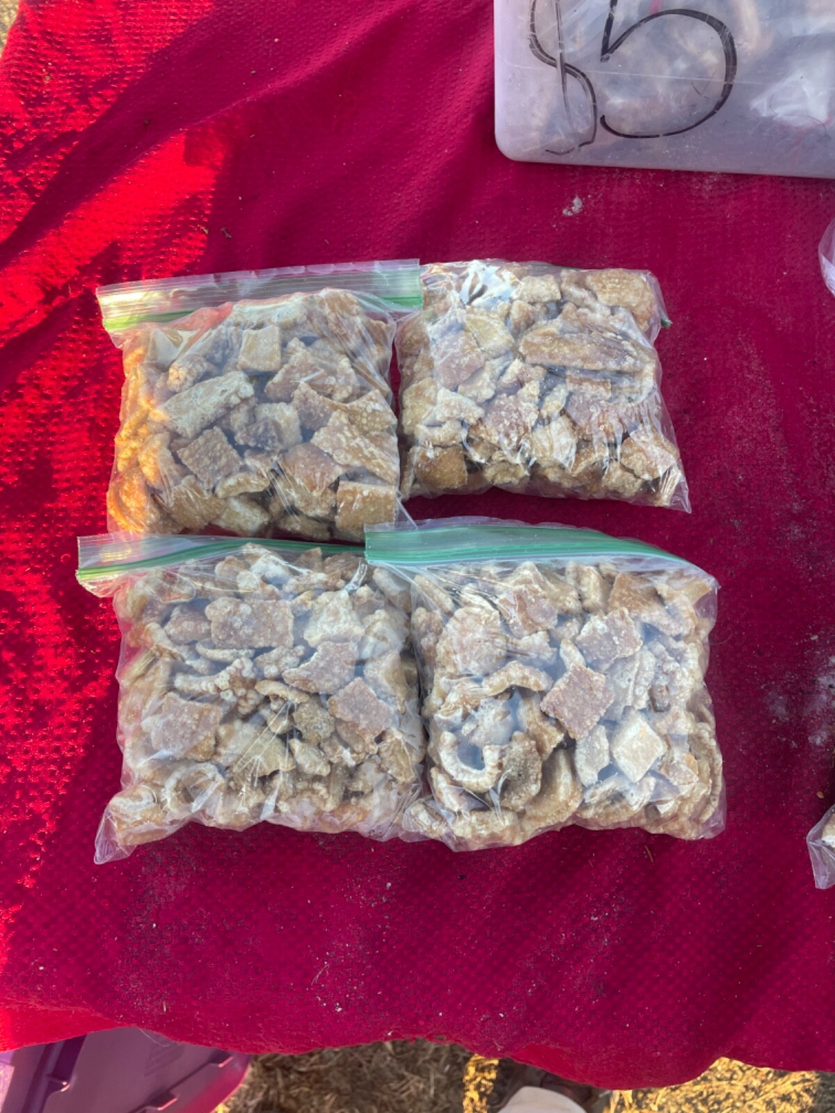 Carolina Style pork cracklins/ BUTTON STYLE fried pork fat with skin.. 2 lbs gallery