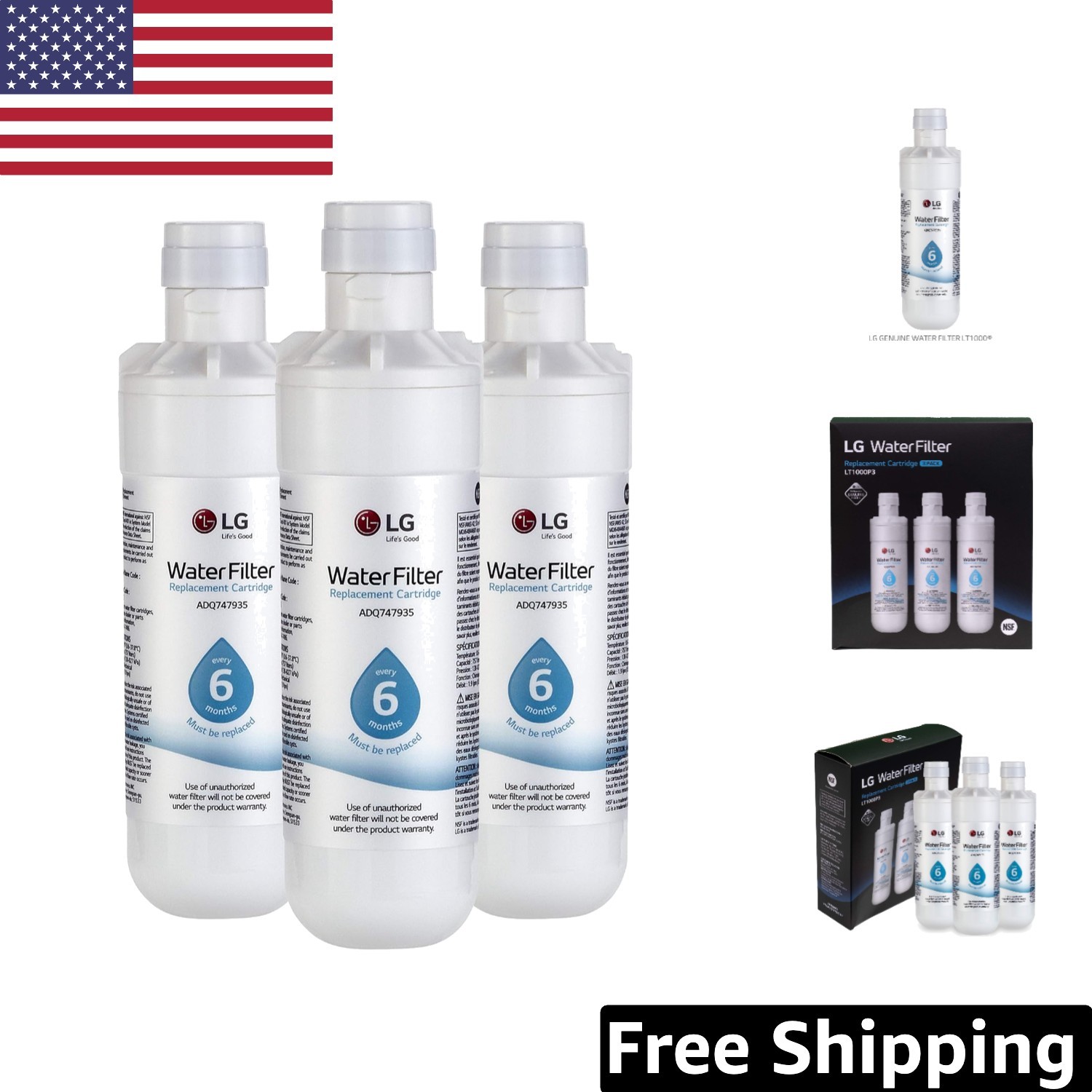 Long-Lasting 3-Pack LT1000P3 Water Filters - Removes Contaminants for Freshness gallery