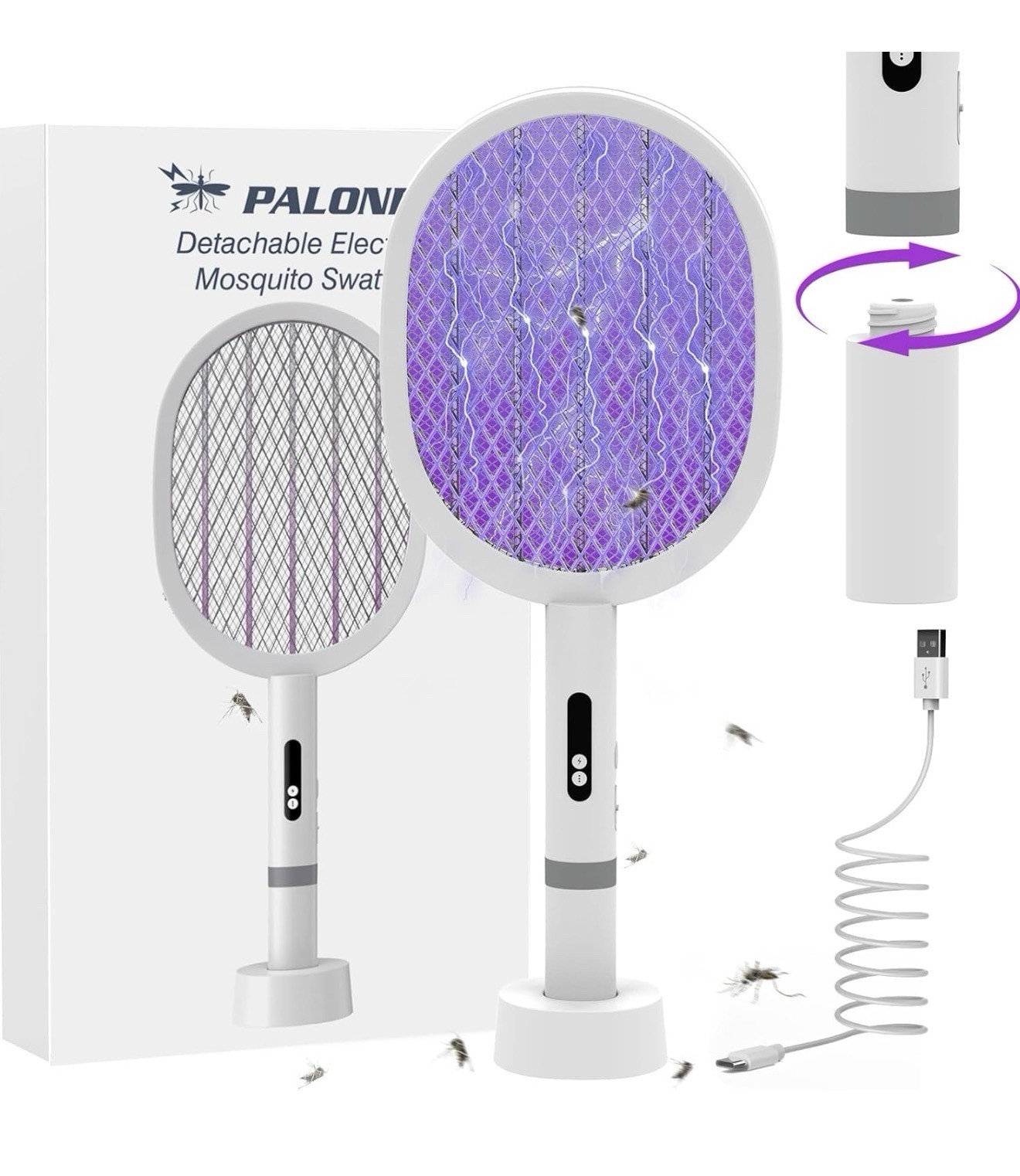 Electric Fly Swatter Rechargeable Bug Zapper Racket, Handheld and Auto Zap Mode gallery