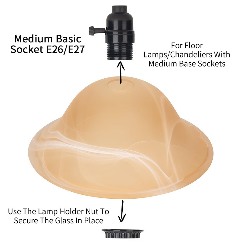 Glass Lamp Shade Replacement for Torchiere Floor Lamps，Lamp Shade for Floor L... gallery
