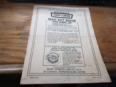 Vintage SEARS CRAFTSMAN Assembly Operating Instructions Parts List Router 2501