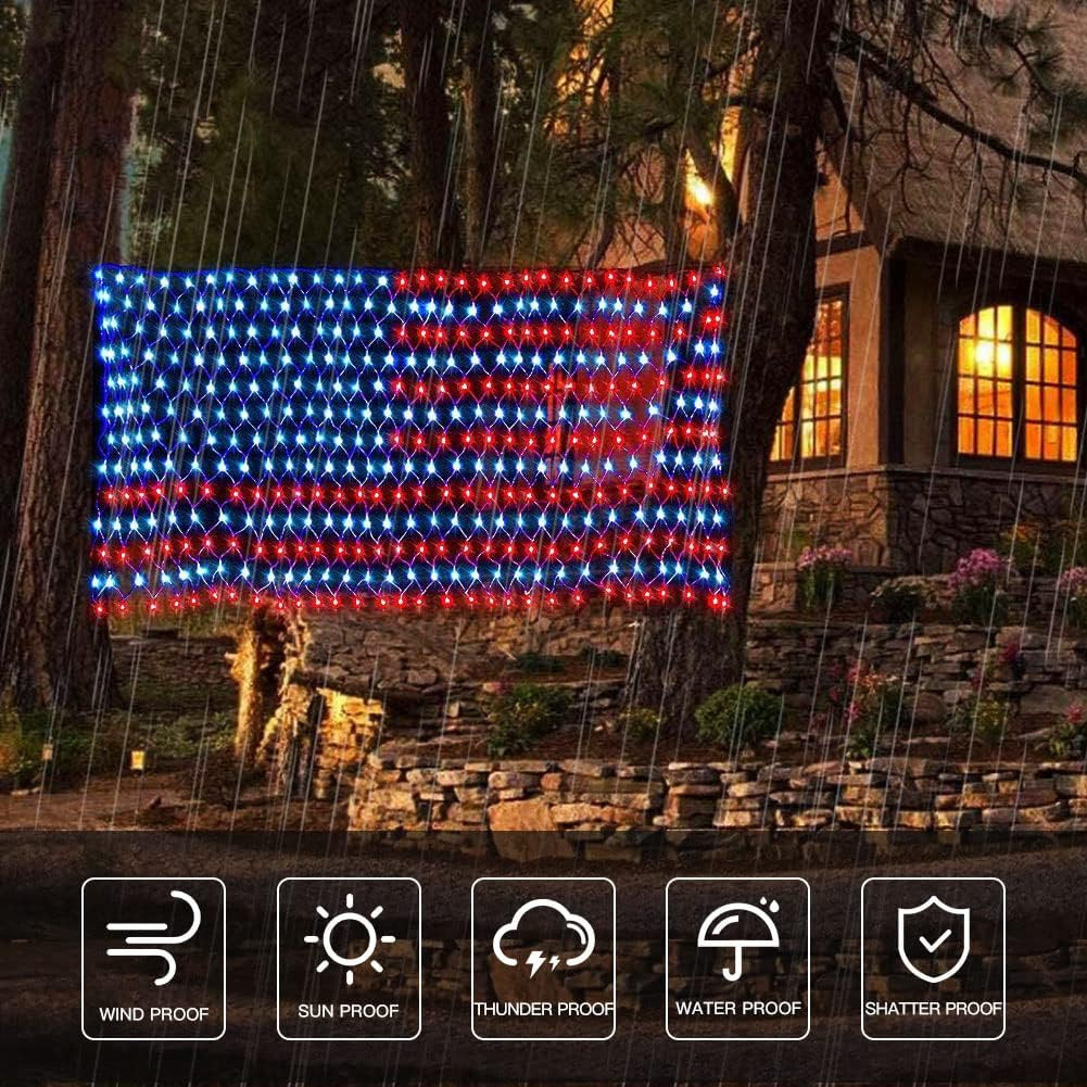 US Flag Net Lights Waterproof Led Flag Net Light 420 LEDs With Adapter 6.5x3.3ft gallery