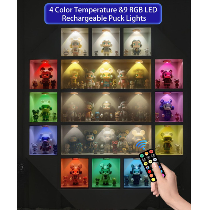 Luces puck LED inalámbricas con control remoto, regulables, 2000mAh, 3 piezas ma gallery